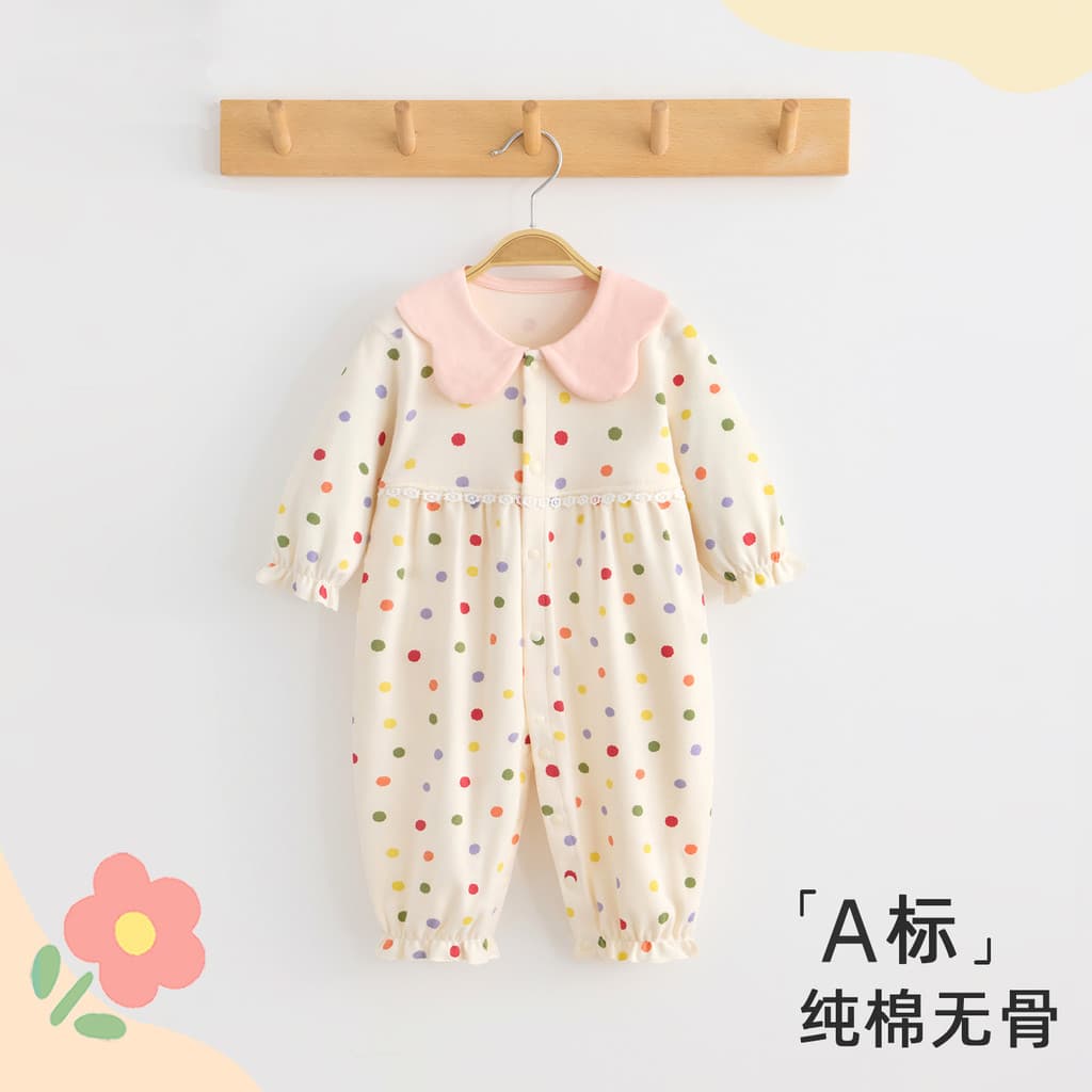 Feminino roupas de bebê início do outono Outing roupas terno versão coreana macacão de bebê recém-nascido puro algodão m
