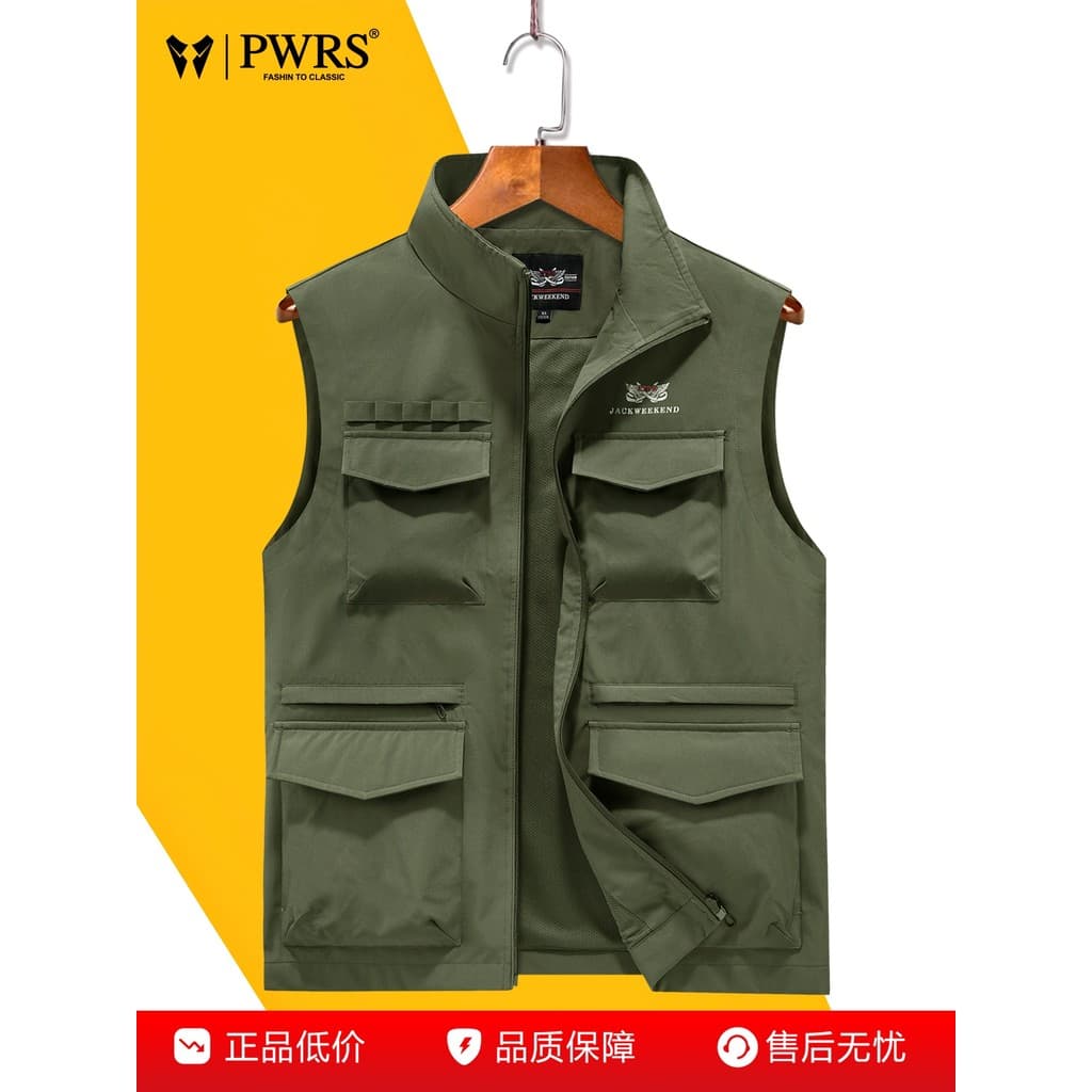 Colete masculino primavera outono novo estilo Multi-bolso lazer ao ar livre esportes fotografia colete de pesca de meia-