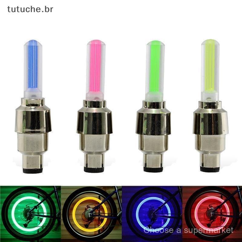 Luzes de néon para raios de bicicleta, luzes para tampas de válvula de pneu, acessórios para ciclismo BR