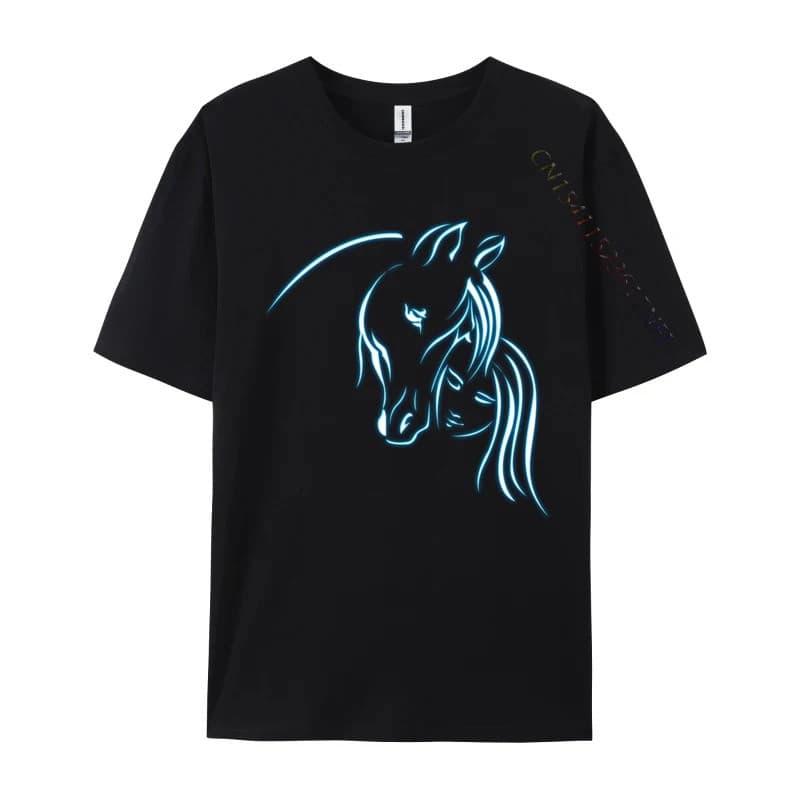 Cavalo E Menina Para Adolescentes Equitação Arte Família 3D Impresso Festa Masculina Camiseta De Algodão Masculino T Cam