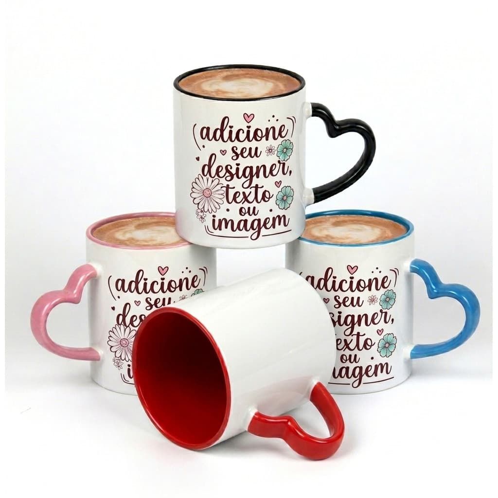 Caneca personalizada Dia dos Namorados com Foto com foto xicara presente porcelana premium coração