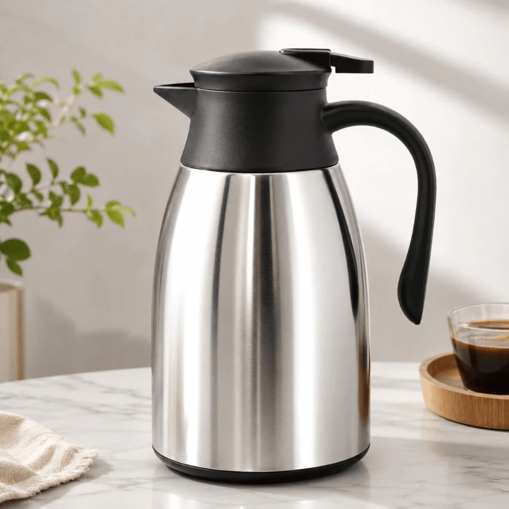 Garrafa Térmica Inox 1L Antivazamento Premium Mantém Quente por Mais Tempo Chás/Café Design Moderno