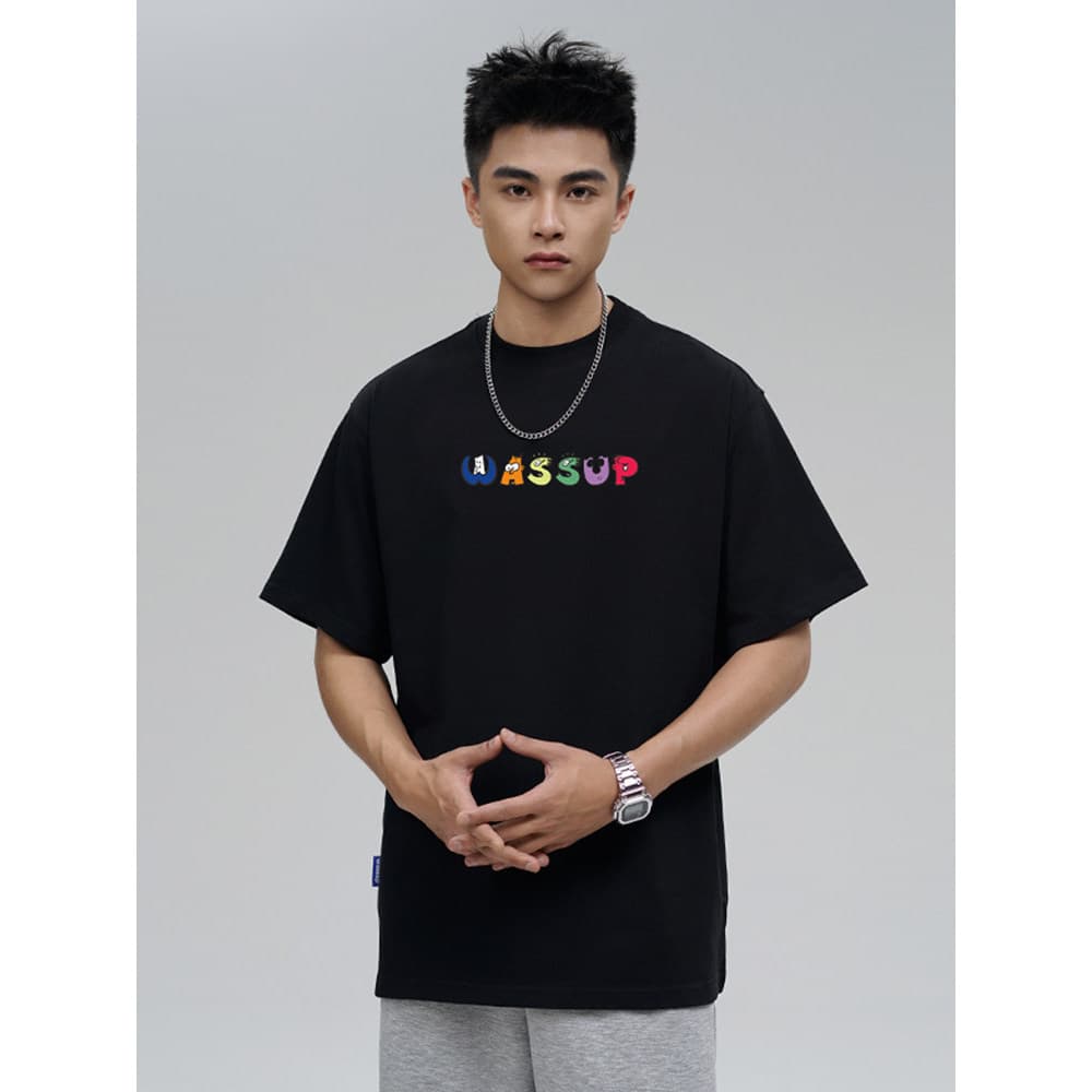 WASSUP Street Wear Simples Carta Camiseta Manga Curta Homens Mulheres Verão 24 Novo Estilo All-Match Solto Casual Em Tor