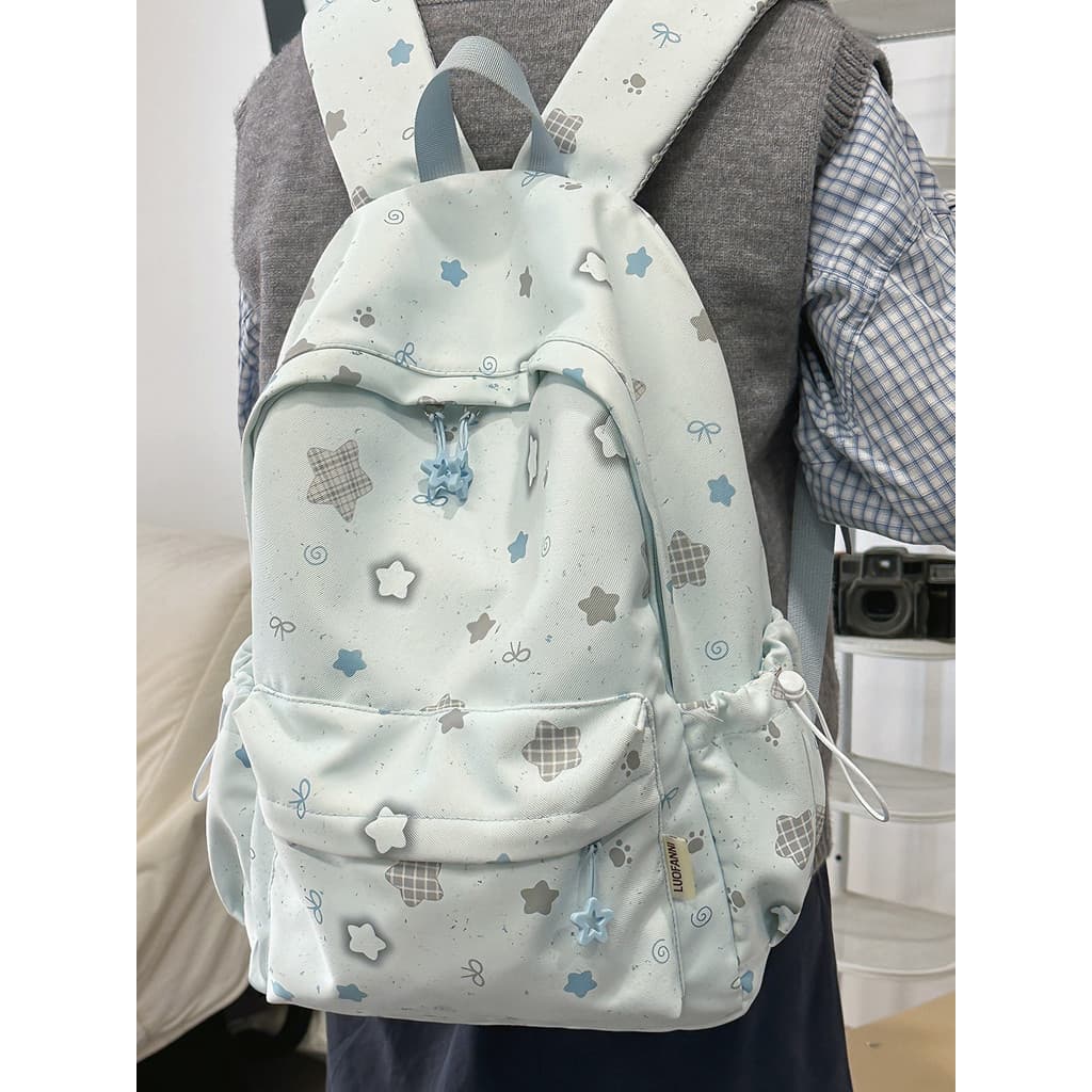 Estilo feminino estrela impressão mochila feminino estudante Campus de alto valor grande capacidade leve mochila 2026 no