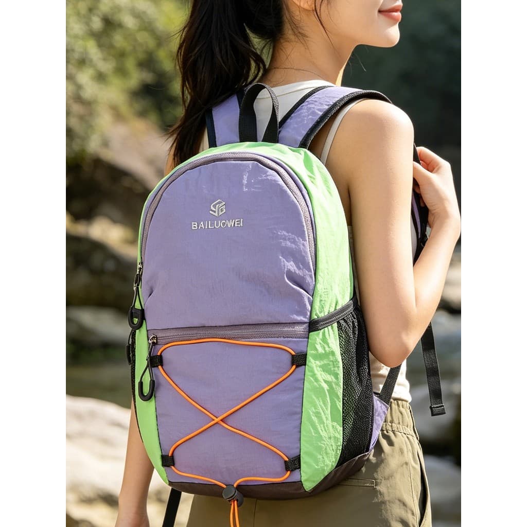 Estilo funcional ao ar livre contraste cor mochila feminina leve à prova dwaterproof água montanhismo mochila de viagem