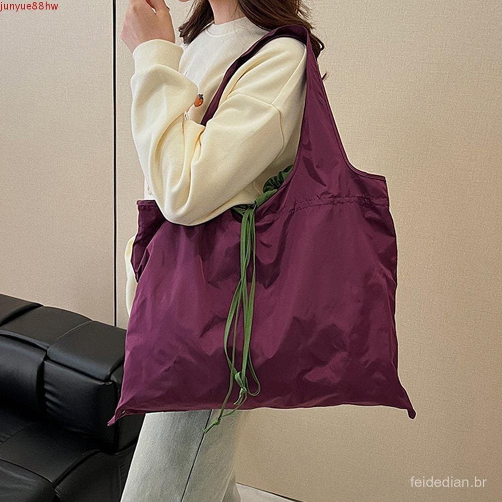 Sacola De Compras Dobrável JUNYUE , Bolsa Reutilizável Com Design De Cordão De Grande Capacidade , Sacos De Armazenament