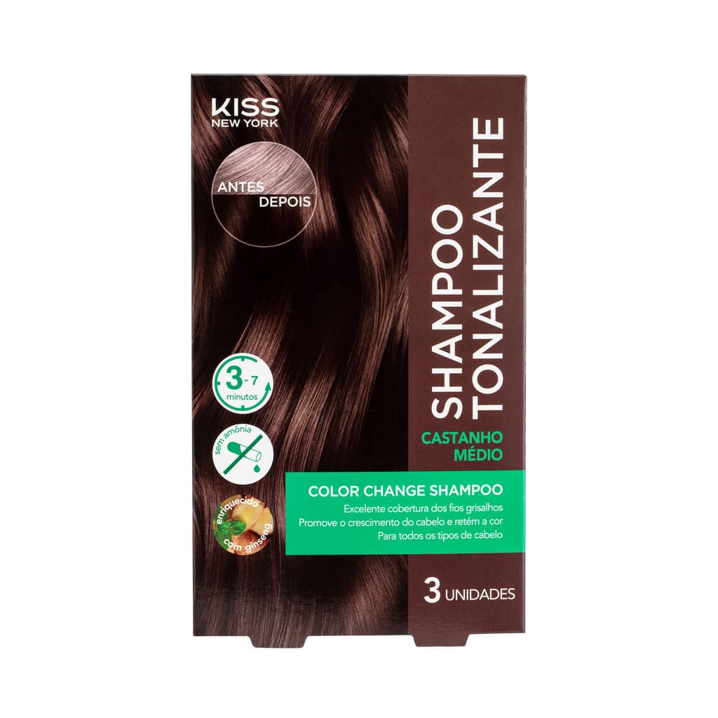 Shampoo Tonalizante Color Change Castanho Médio - Kiss New York