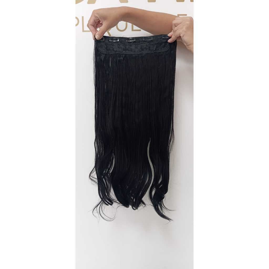 Aplique Cabelo Tic Tac 70cm 150grs Preto Liso Promoção Semi Humano Premium