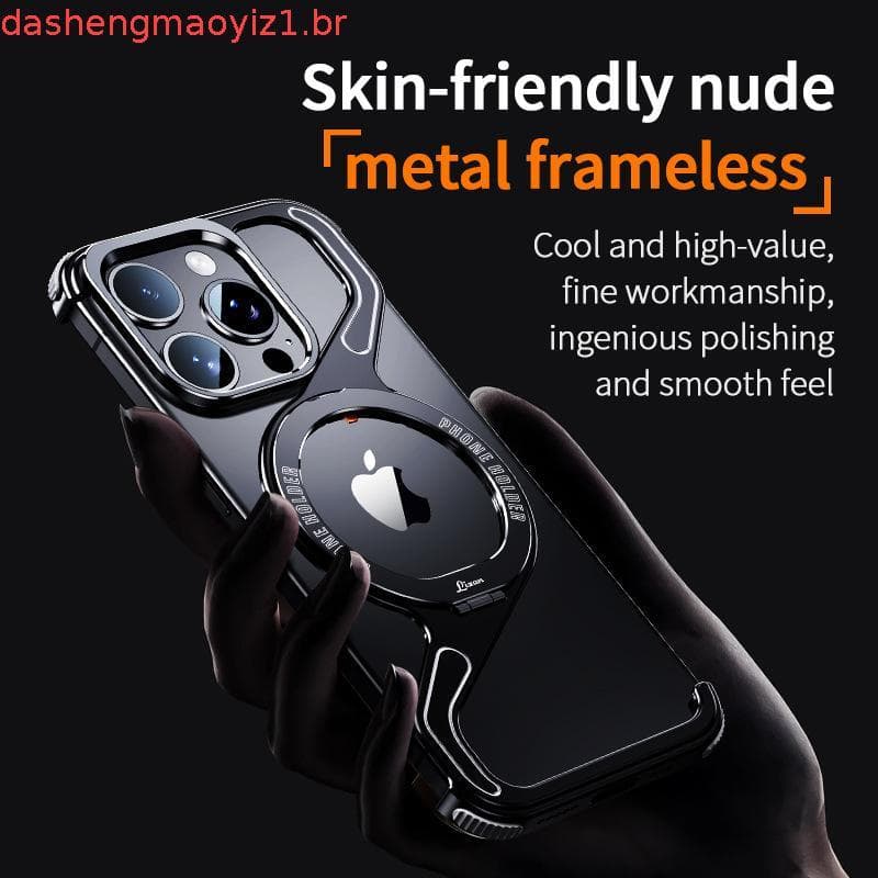 Metal Z Forma Magnética Suporte Caso Para iPhone 17 15 14 16 Pro Max 17Pro Liga De Alumínio Escudo Removível Snap Sem Ar