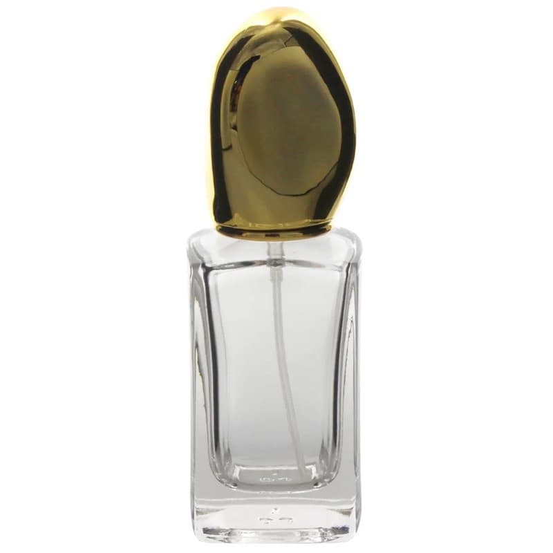 Frasco Perfume Essências Vidro Luxo com Tampa Dourada Borrifador Spray Elegante Fragantica 30ml