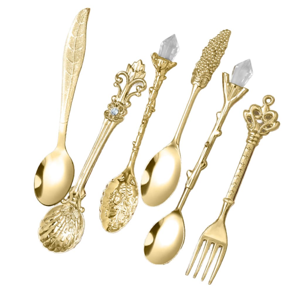 Kit 6 Colheres Vintage para Café Gourmet Dourado Dubai