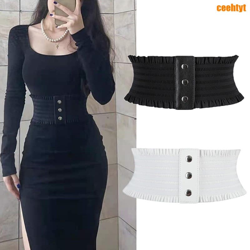 Moda Feminina Cinto Elástico Preto De Cintura Larga Cummerbund Ladies Designer Overcoat Belt for Women
