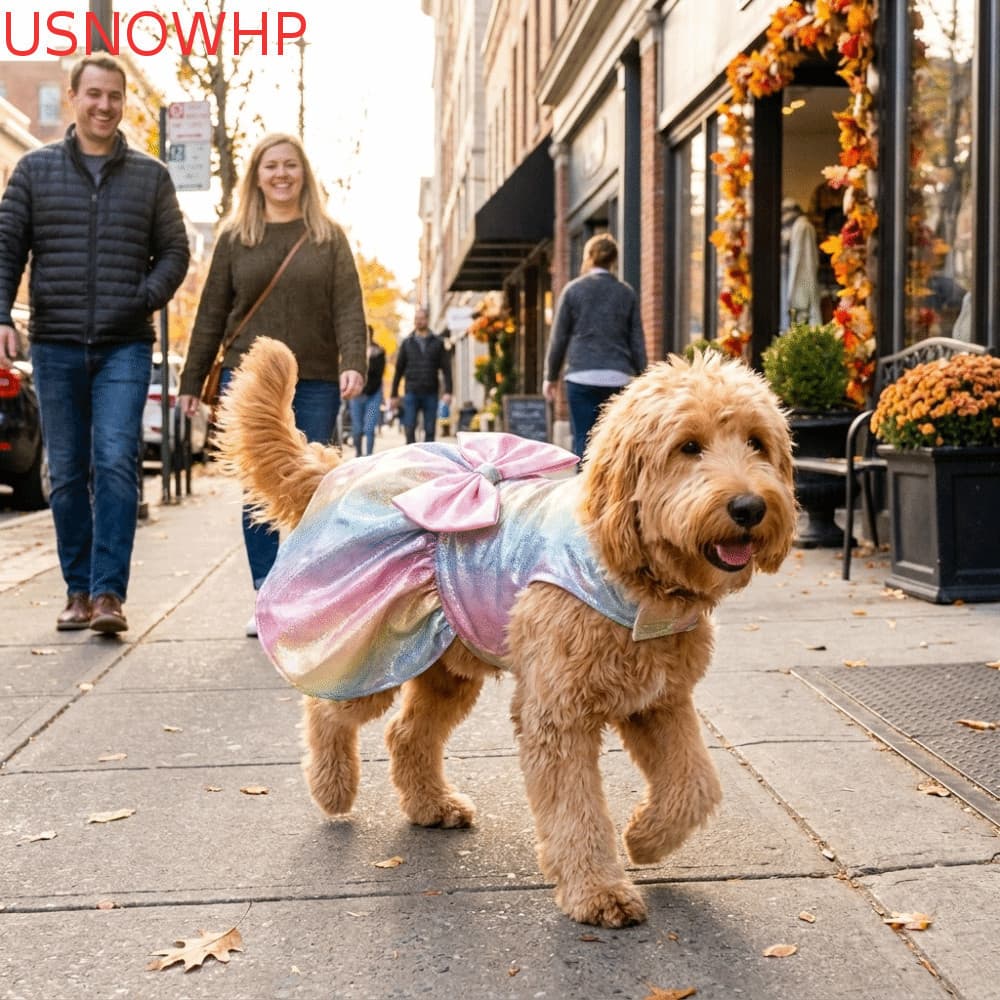 Saia Arco-Íris Para Cachorro USNOWHP , Fina E Respirável Macia Animais De Estimação , Design De Laço Sem Mangas , Roupas