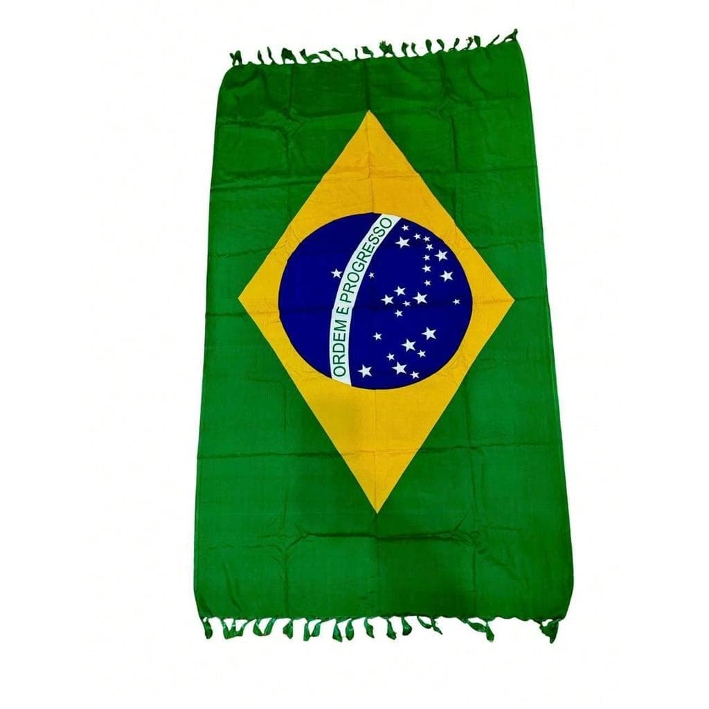 Canga Poliester da Bandeira do Brasil Multiuso com Franja Boho #761
