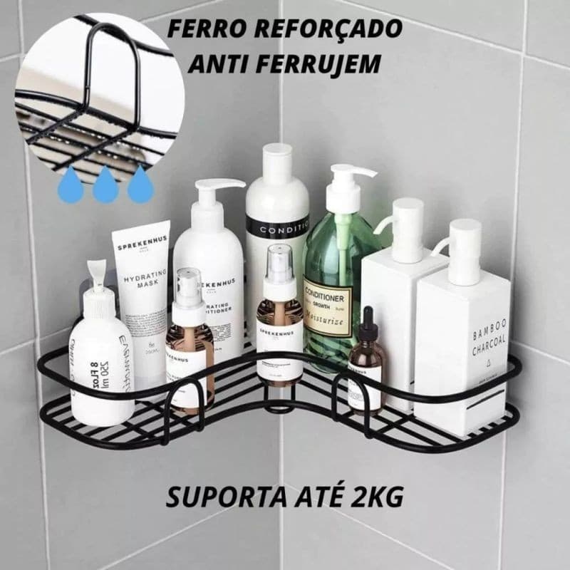 Porta Shampoo Sabonete Organizador Suporte De Canto Parede Banheiro Box Prateleira