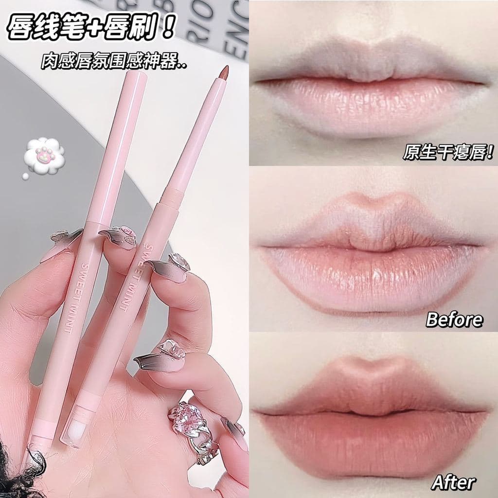 SWEETMINT Girassol Delineador labial de duas cabeças Contorno em formato de lábio Toot Lip à prova d'água Não é fácil de
