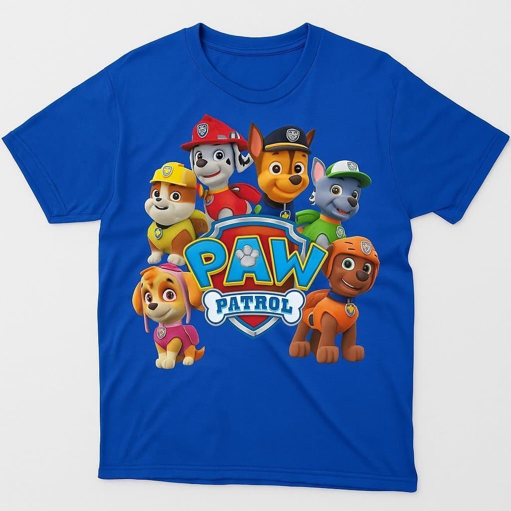 Camiseta Patrulha Canina Infantil Menino Menina 100% Algodão Confortável Casual