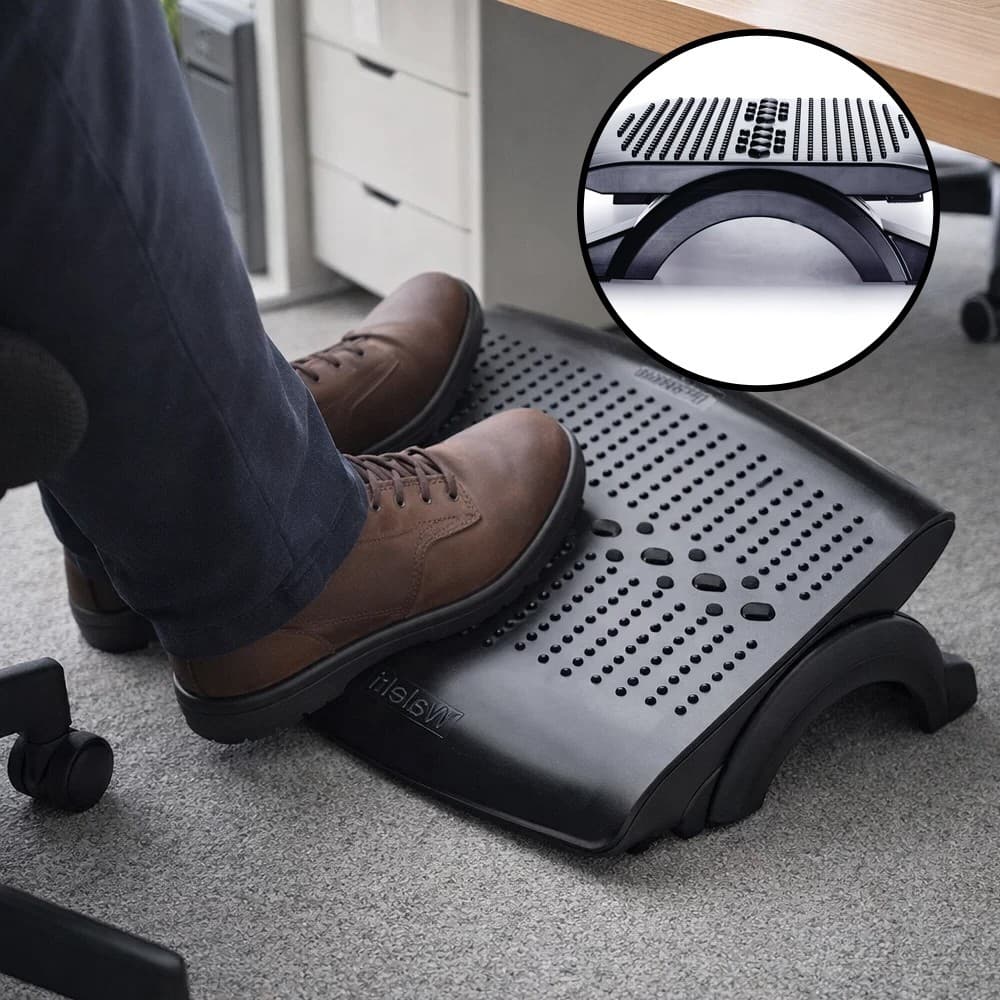 Apoio ergonômico para os pés ajustável conforto postura escritorio