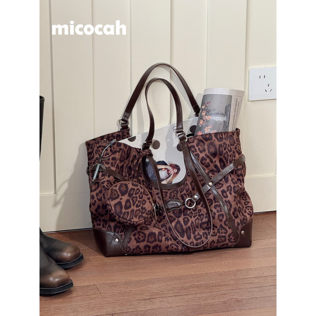 Micocah {Leopardo Leopard Daily} Nicho Loose Feel Leopard Print Bolsa hobo Bolsa de Ombro Bolsa de Grande Capacidade
