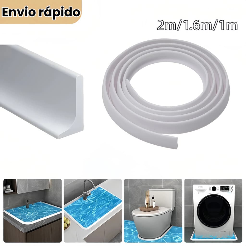 WALCOS Fita Barreira de Água silicone Flexível Autoadesiva 200cm Vedação Box Cozinha Banheiro