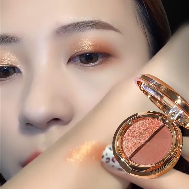 Genuíno Ming Xizhi paleta de sombras de duas cores cor terra perolado fosco ouro piscando polarizado portátil abóbora co