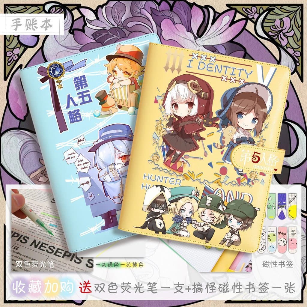 Caderno com tema de anime do jogo Identity V, presente de aniversário para estudantes, agenda diária A6 com folhas solta