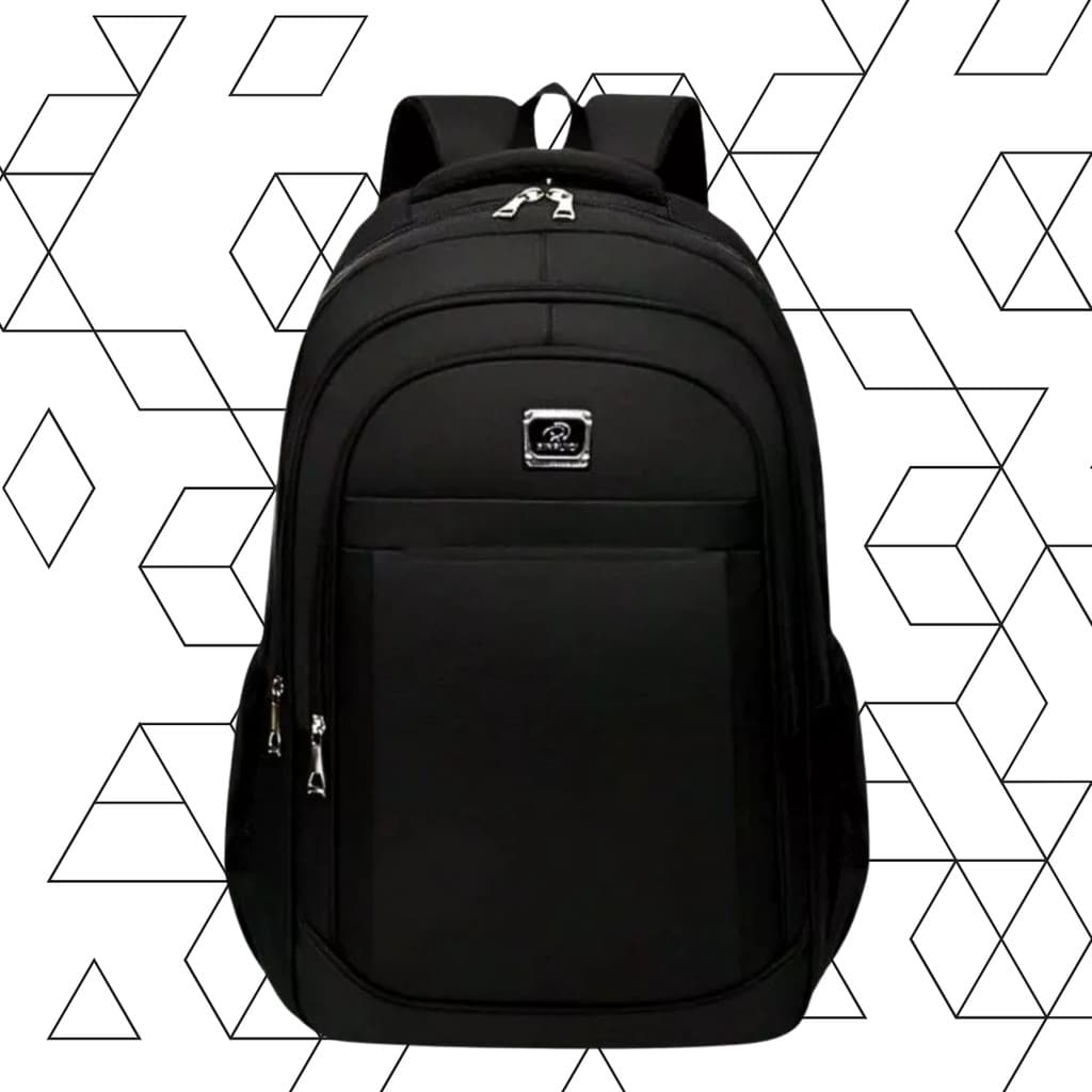 Mochila Preta Básica Multifuncional Ideal para Trabalho, Faculdade e Escola