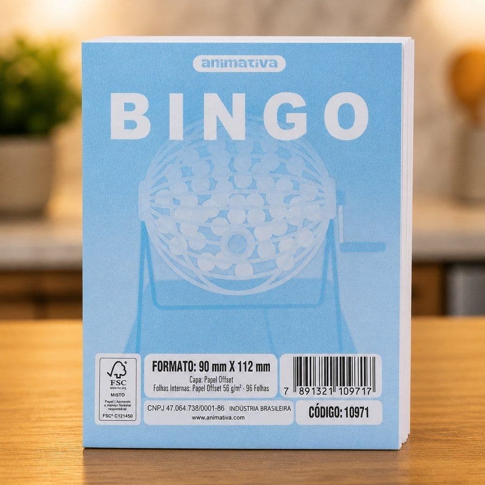 Kit 10 Cartela de Bingo 96 Folhas - Azul