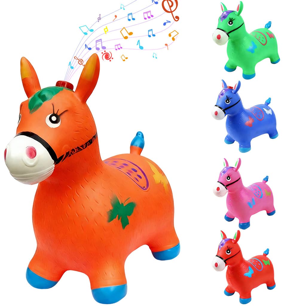 Cavalinho Inflável Upa Upa Infantil Pula Pula Com Música E LED Brinquedo Interativo Para Crianças Pocotó
