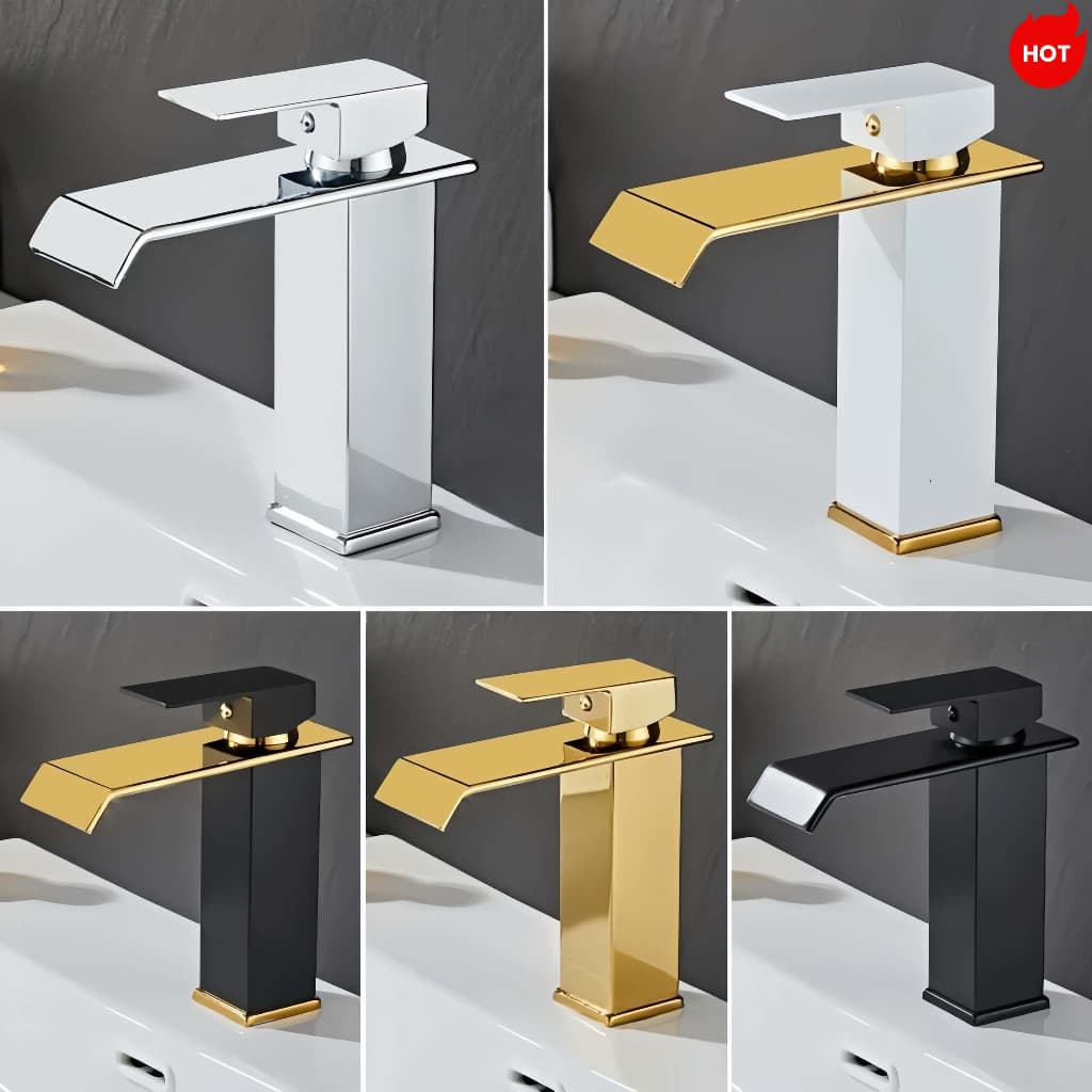 Torneira Banheiro Cuba Baixo Cascata Inox Bancada Metal  Acabamento Brilhante - 18CM