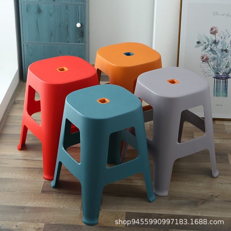Banqueta de plástico cadeira doméstica adulto forte moda Anti-couro fezes lazer cadeira banco mesa de jantar banco de pl