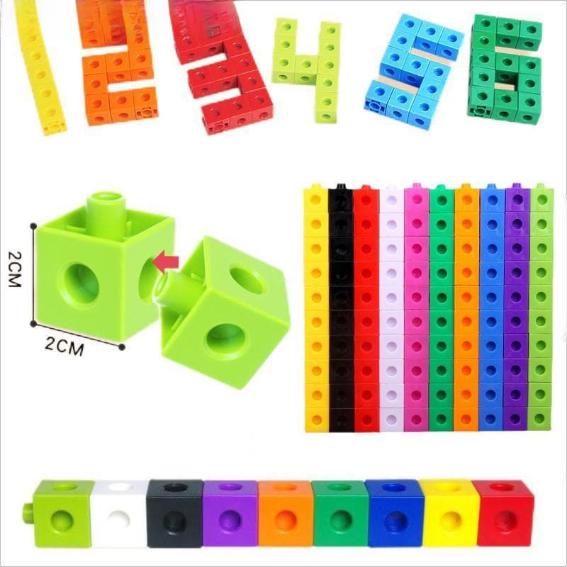 10 Cubos Matemáticos de 100 Peças, Blocos Geométricos de Pressão CV Mathlink