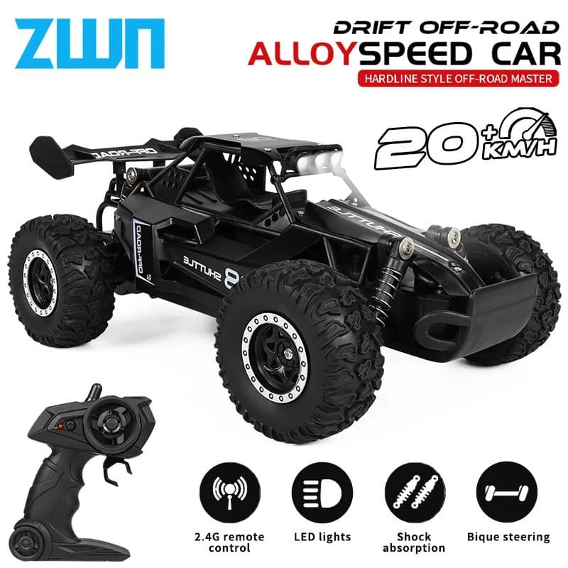 ZWN 1 : 16 2.4Gh Modelo RC Carro Com Luzes LED 2WD Fora De Estrada Controle Remoto Veículo De Escalada Carros Ao Ar Livr