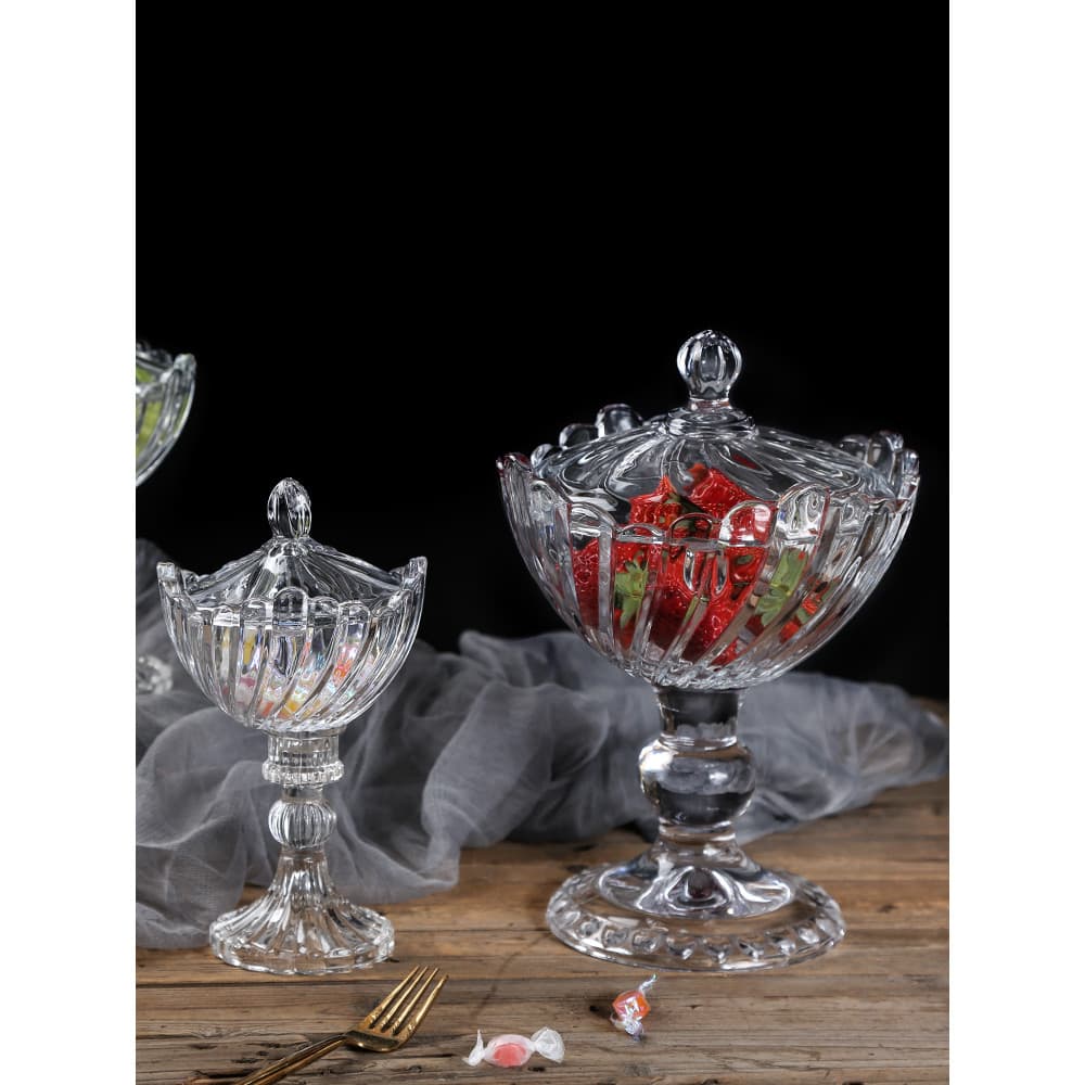 Jarra de vidro transparente transparente, jarra de doces com tampa, criativa europeia, casamento, sobremesa, decoração d