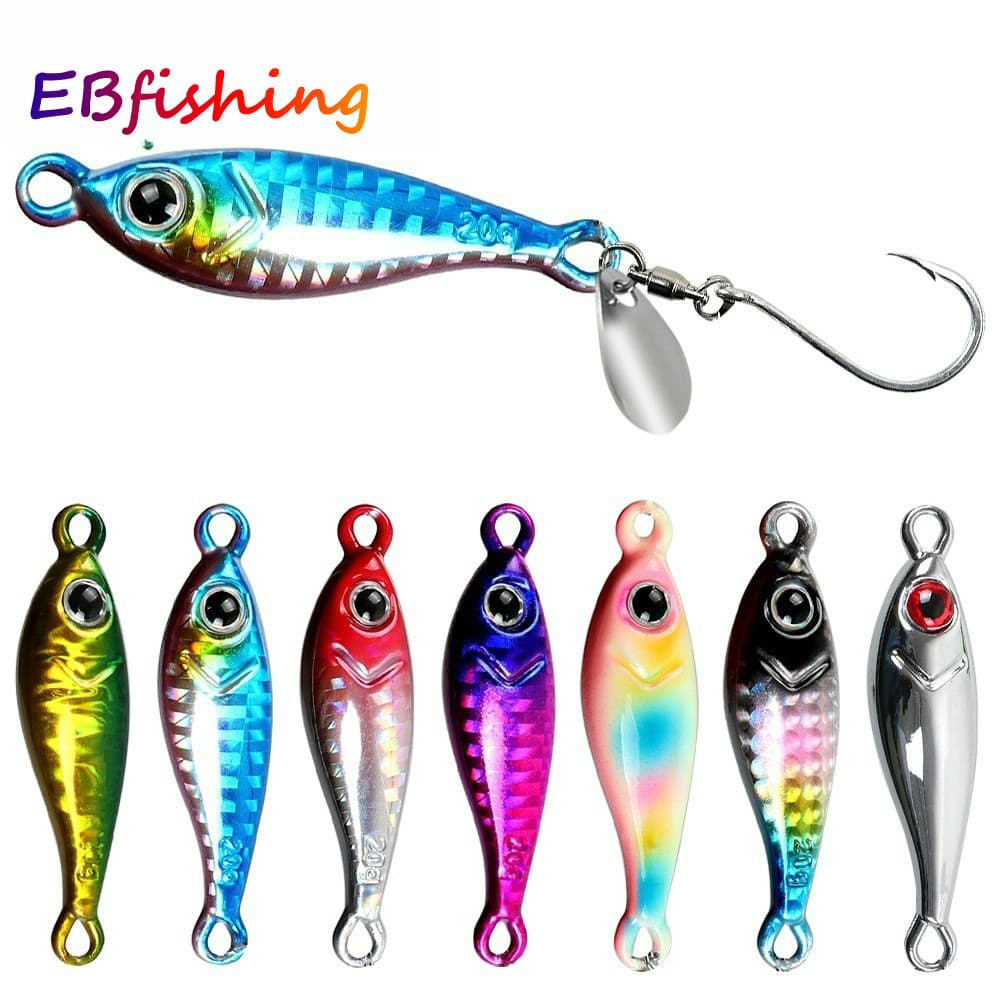 1 Pçs 5g-40g Isca De Pesca Metal Gabarito Lantejoulas Longo Tiro Colher Artificial Gancho Girador Afundando Fundição