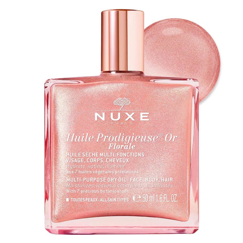 Nuxe Huile Prodigieuse Óleo Seco Multiuso Floral Cintilante para Rosto e Corpo. Brilho Radiante Luxuoso e Hidratação, 1,