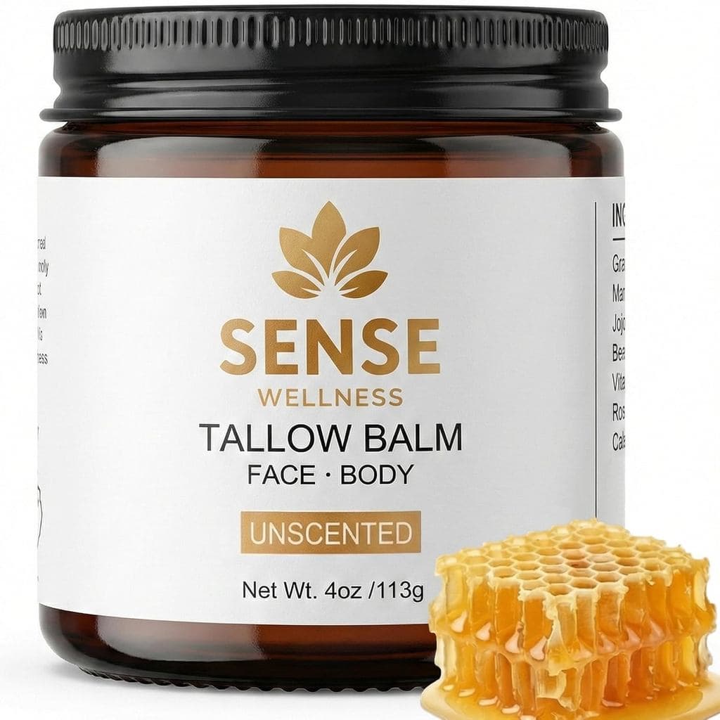 Bálsamo de Sebo com Mel de Manuka e Jojoba – Sebo de Carne de Gado Alimentado a Pasto para Rosto e Corpo – Hidratante Di