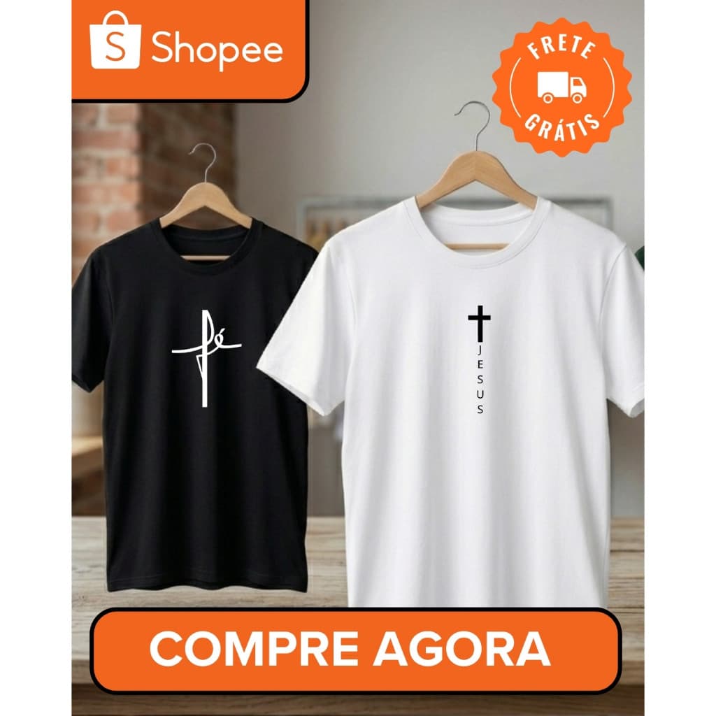 KIT 2 camisetas masculinas FÉ - JESUS  moda blusa camisa tshurt masculina igreja promoção