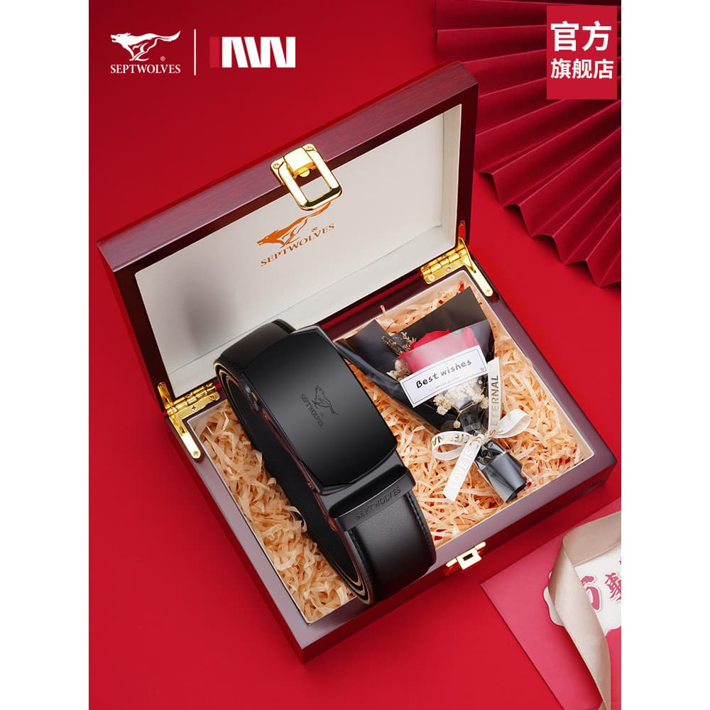 Qipi Wolf Cinto Masculino Couro Genuíno 2025 Novo Estilo Cinto Presente de Aniversário Masculino para Pai Calças Cinto N