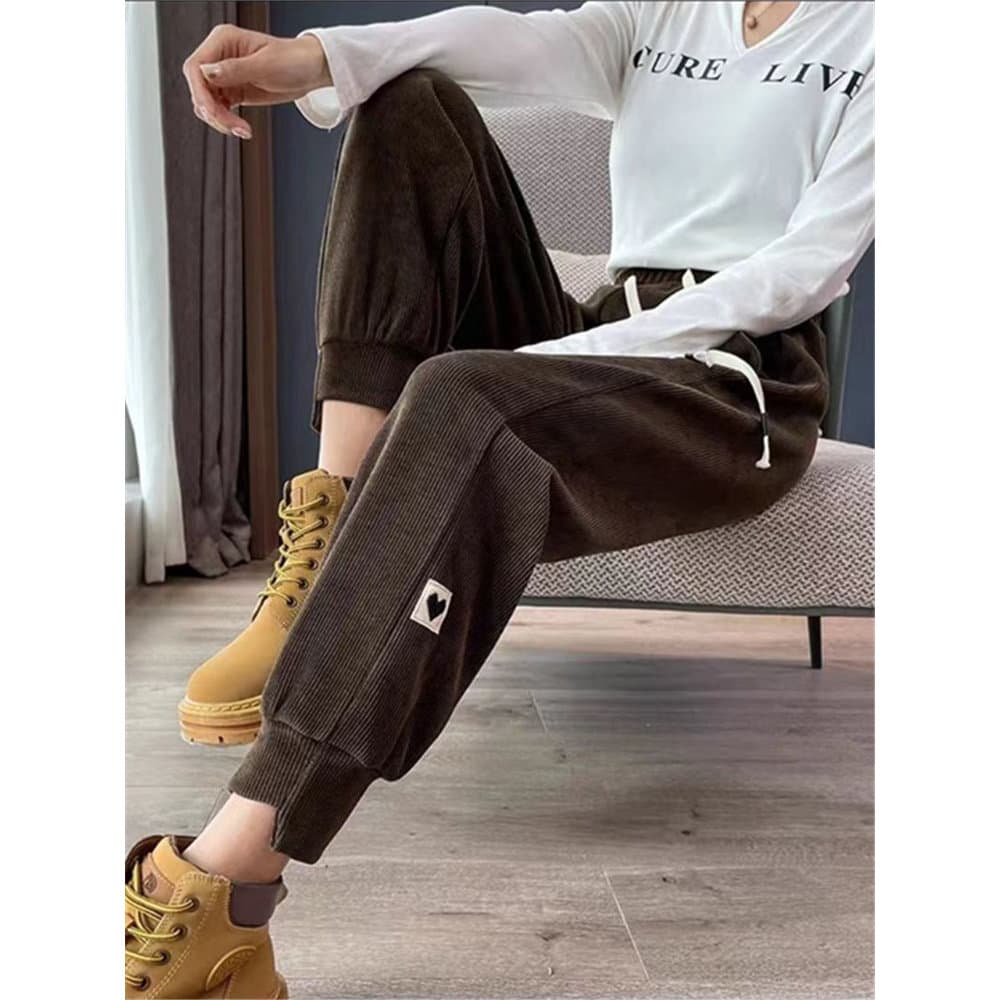 Vazamento Pick-up desconto calças femininas outono inverno engrossado velo Sweatpants Harem cenoura calças casuais velud