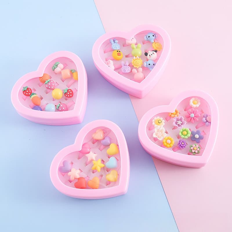 Conjunto de 12 peças de novos brinquedos e acessórios infantis em forma de anel, com desenhos animados de animais colori