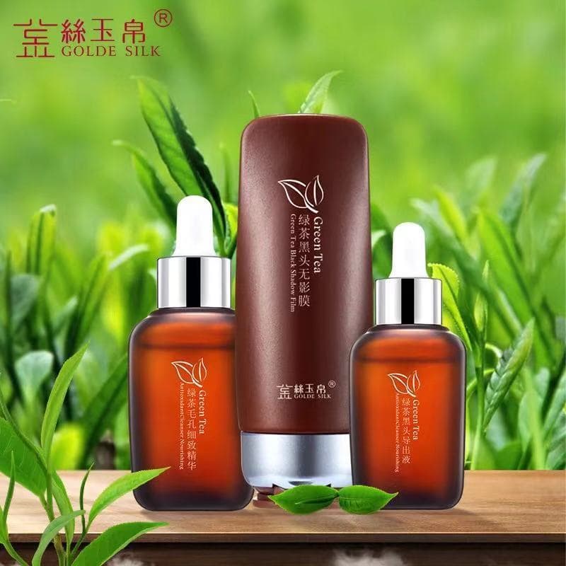 Nova data seda dourada Jade exportação líquido remover cravos conjunto chá verde remover cravos Acne encolher poros cont