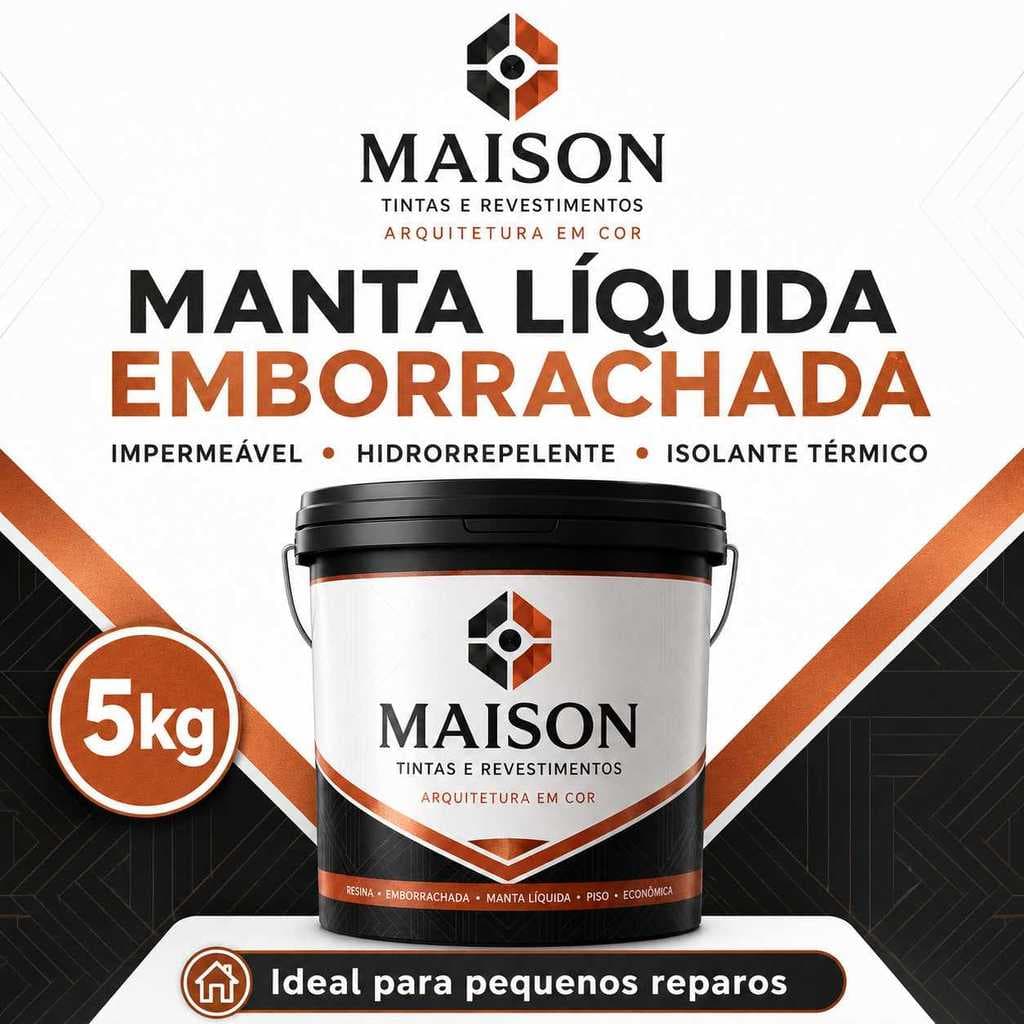 Manta Líquida Emborrachada 5Kg Maison Color - Impermeabilizante Blinda Paredes Lajes e Telhados