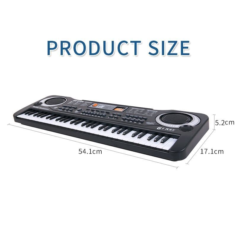Piano de teclado com 61 teclas, piano digital com alto-falante e microfone integrados, teclado portátil para iniciantes,