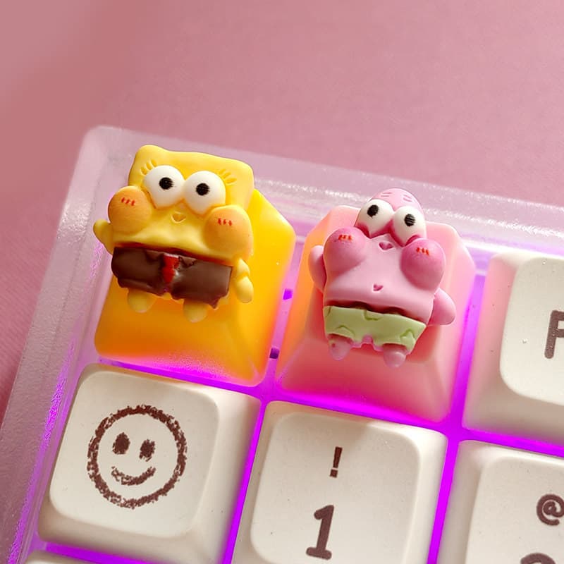 Bob Esponja Calça Quadrada ~ Série Tema Gordo Grande Estrela Caranguejo Chefe Polvo Irmão DIY Único E-Book Flip Keycap