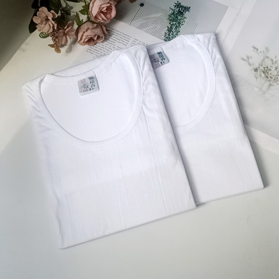 Flor de crisântemo verão estilo fino puro algodão branco velho colete Undershirt meia-idade idosos masculino Bottoming d