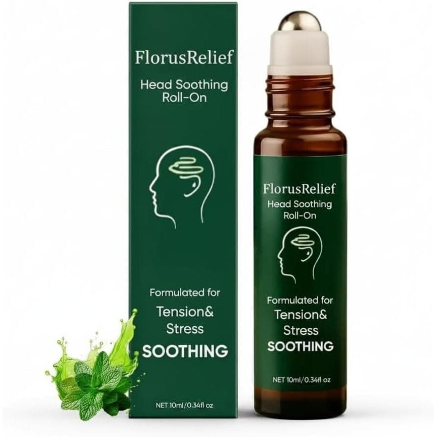Florus Relief Roll-on, Bastão Roll-on com Glicinato, Lavanda, Hortelã, Camomila para Alívio de Dor de Cabeça