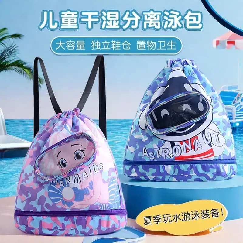 Crianças saco de natação seco molhado separação saco de armazenamento à prova dwaterproof água meninos meninas mochila p