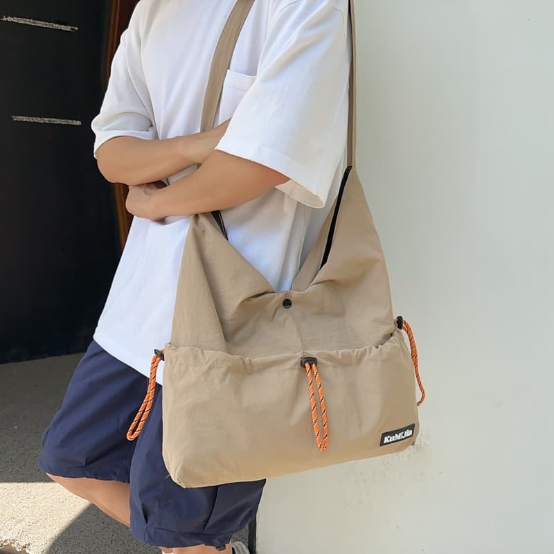 Bolsa de ombro com cordão masculino versão coreana ins simples moda Crossbody saco grande capacidade portátil Commuter s