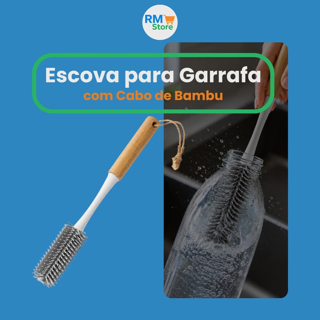Escova De Garrafa De Água Com Cabo De Bambu – Limpa Copos e Mamadeiras Com Facilidade